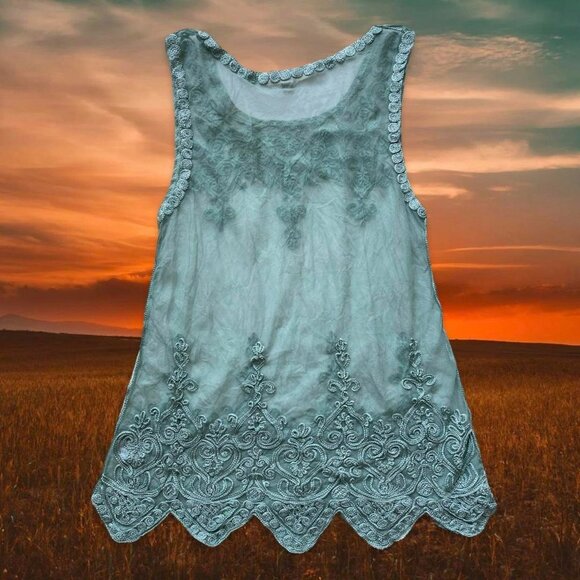 Vintage Y2K Sheer Embroidered Top - Picture 2 of 8